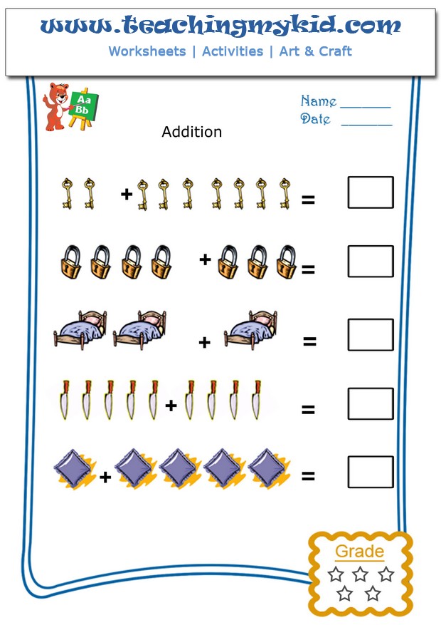 Free Printable Worksheets On Addition For Kindergarten