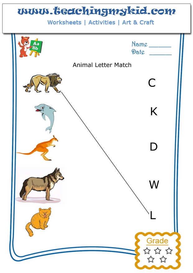 Kindergarten Activities Match Animal With First Letter Of Name 4