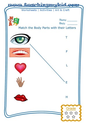 Free Worksheets Match Body Parts With First Letter Of Name 1