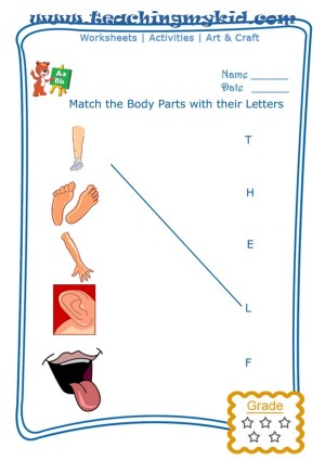 Kindergarten Worksheets Match Parts With First Letter Of Name 2