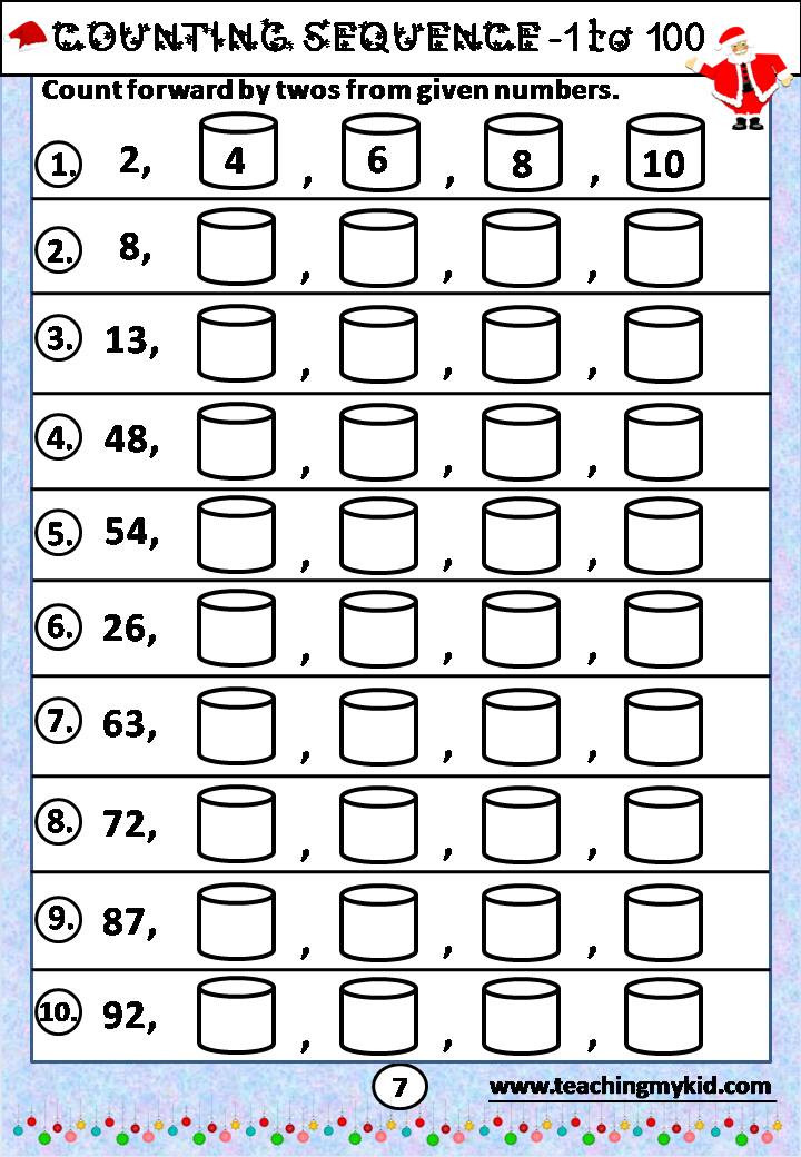 2nd Grade Math Worksheets Counting Sequence 1 100 Numbers