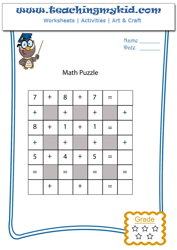 math activities math addition puzzle 1 worksheet 12