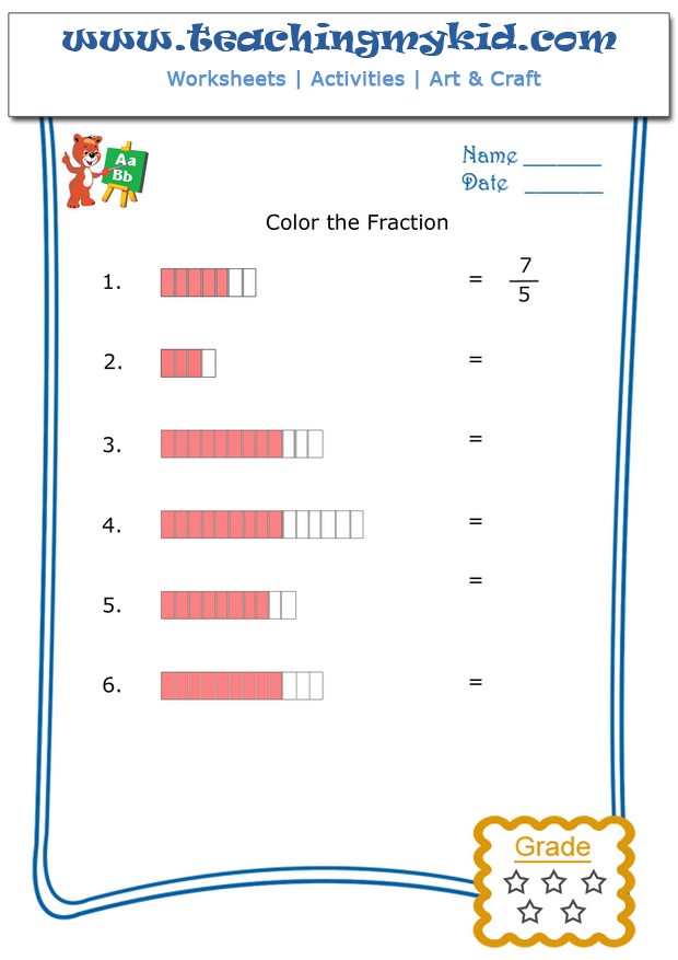 kindergarten math worksheets fractions