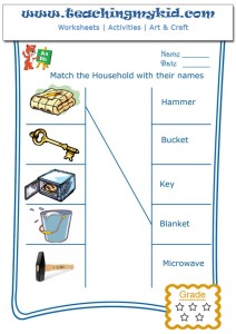 Printable preschool worksheets-Match households and name-5