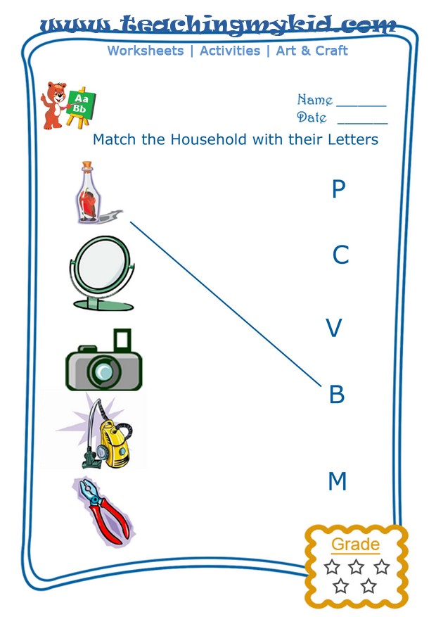 Free printable preschool worksheets - Match with number - 4