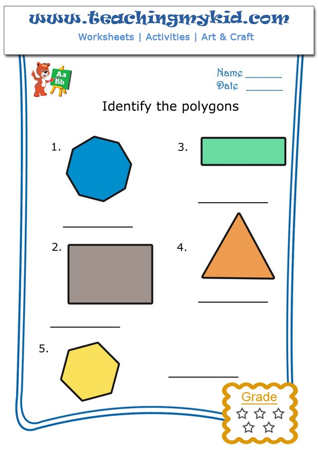 Kids Math Worksheets Identify The Polygons Worksheet 5