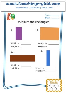 Preschool printable worksheets - Measure the rectangle - 1