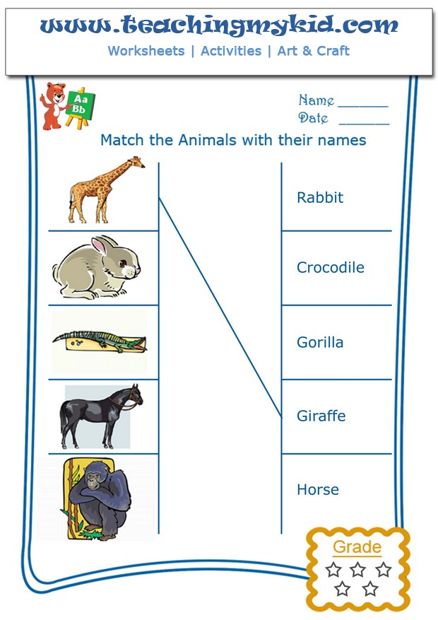 Wild Animals Kids Worksheet