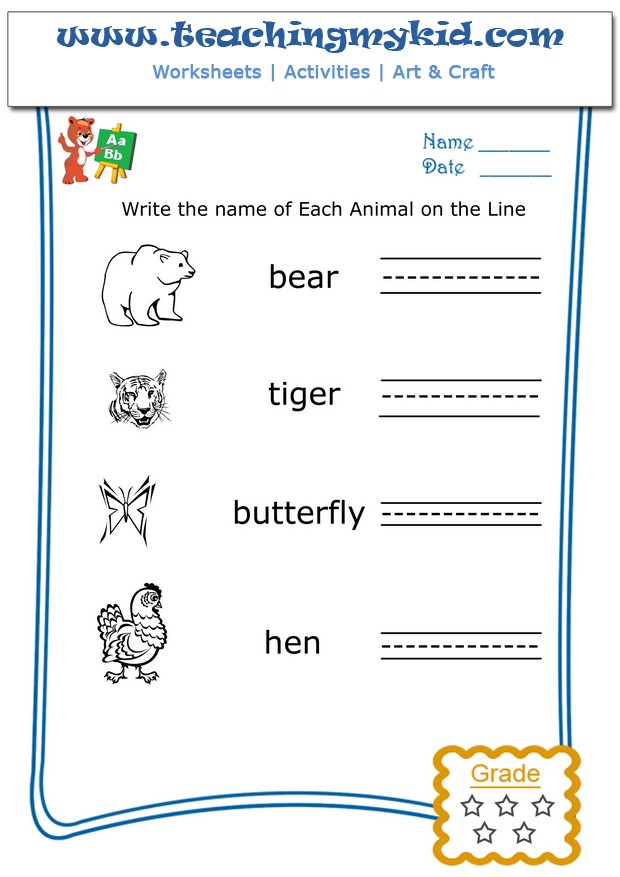 Write The Name Of Each Animal Archives - Teaching My Kid