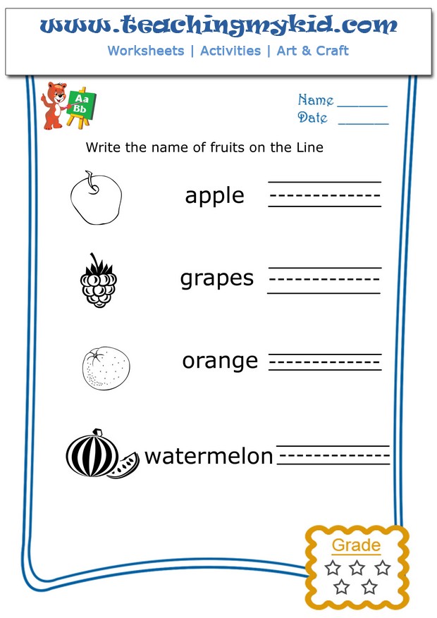 Free kindergarten worksheets