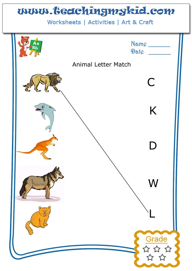 kindergarten activities - Match animal with first letter of name - 4