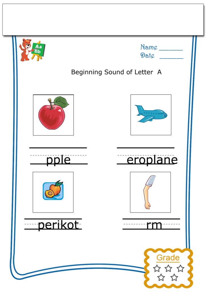 worksheets for kids beginning sound of a