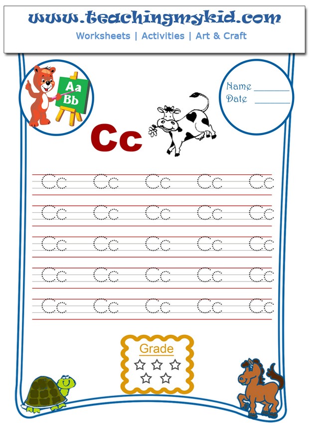 writing worksheets capital and lower letter cc