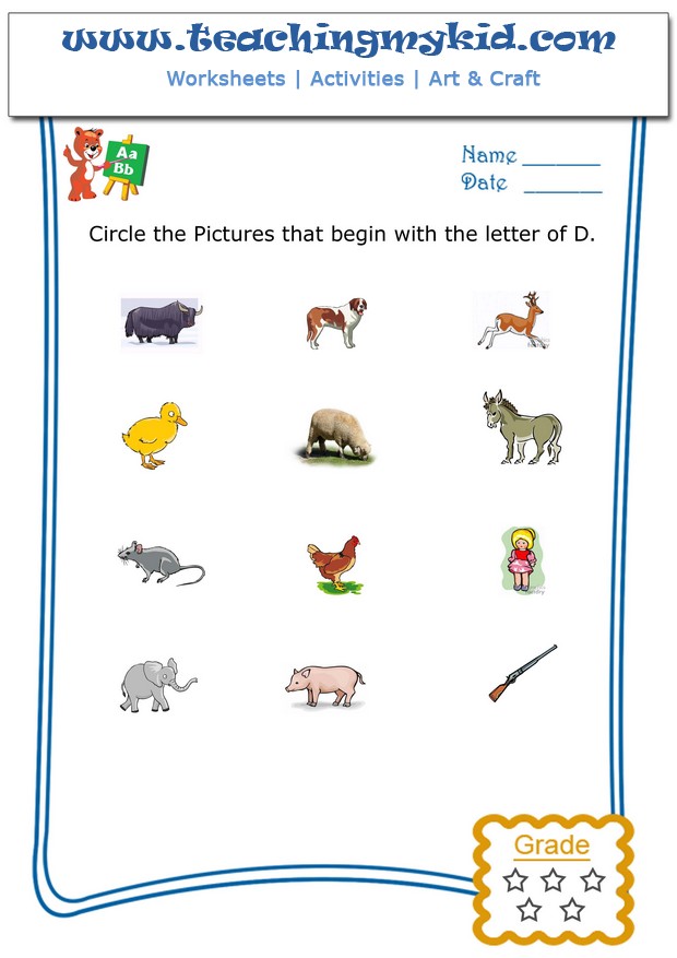 kindergarten worksheets free - Circle the pictures that begin with the ...