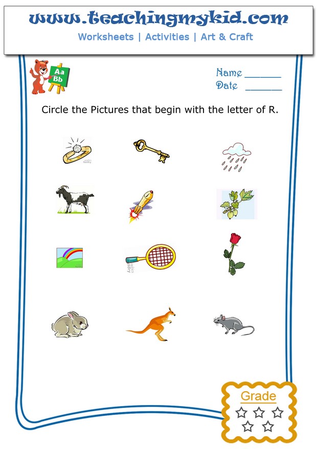 free printables for kids circle the pictures that begin with the letter r