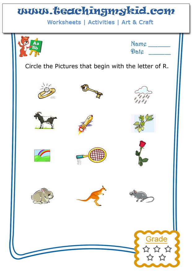 Free Printables For Kids Circle The Pictures That Begin With The Letter R