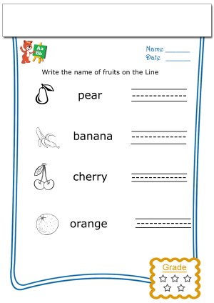 for preschool vegetable matching worksheets their  3 fruits the Match  learning name Kindergarten with