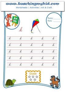 Worksheet for kids - Write Lower Cursive Letter - k