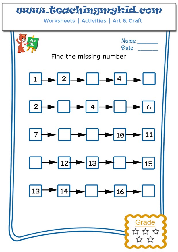 Igarni: Preschool Missing Numbers Worksheets