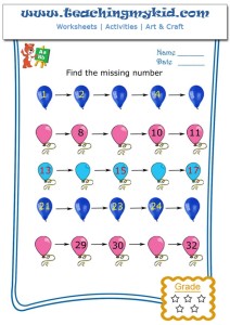 Write the missing number - 3 - Worksheet 1 - Teaching My Kid