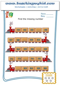 Write the missing number - 1 - Worksheet 5 - Teaching My Kid