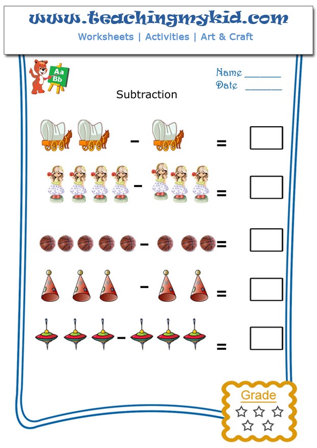 subtraction for kindergarten worksheet
