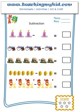 Subtraction worksheets for kindergarten