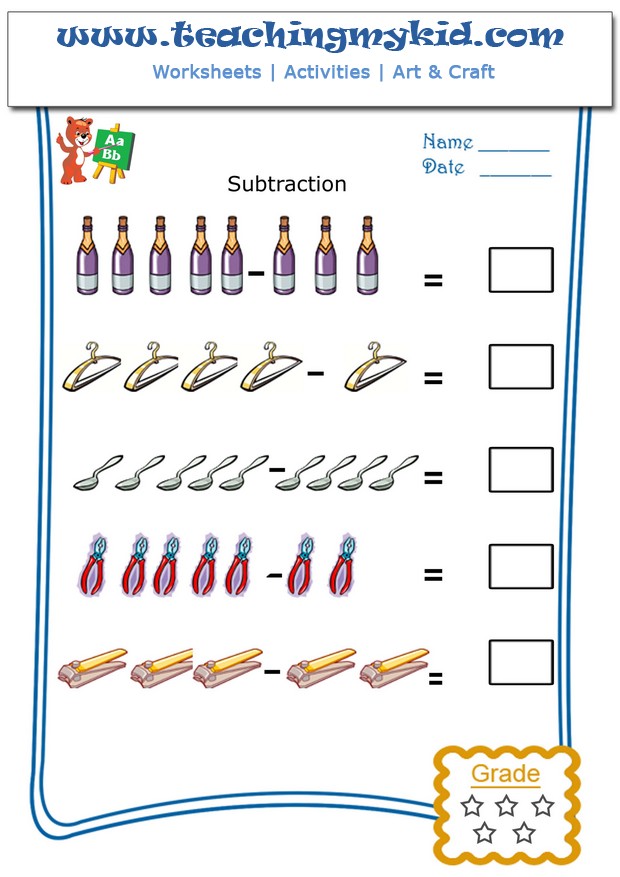 fun worksheets for kids pictorial subtraction worksheet 7
