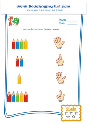 kindergarten worksheet - Count and Match - 1