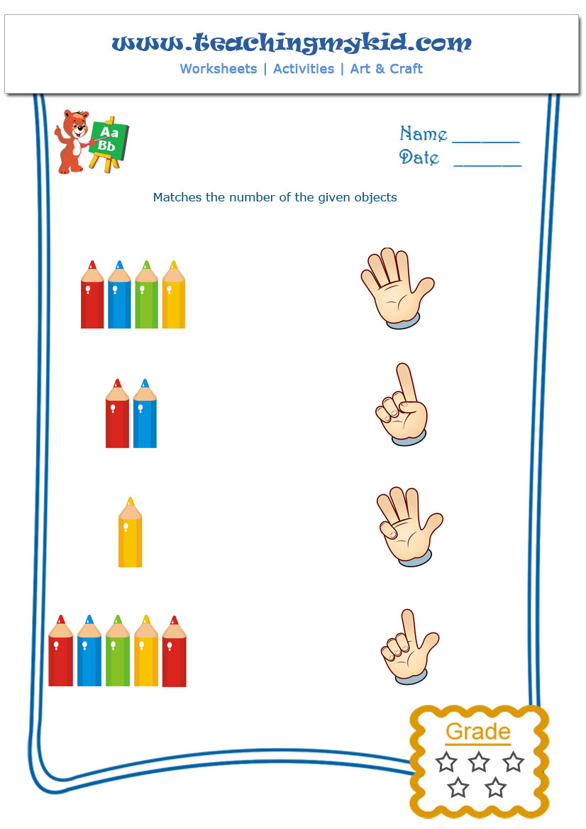 Kindergarten Worksheet Count And Match 1