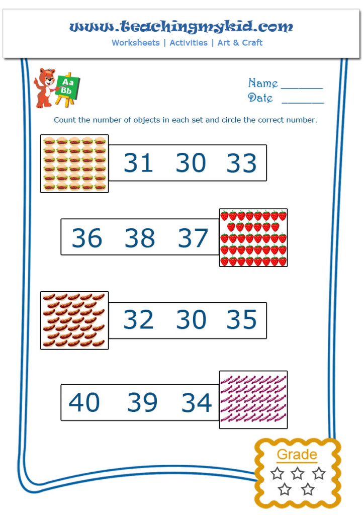 math worksheet for kids count and circle the number 4