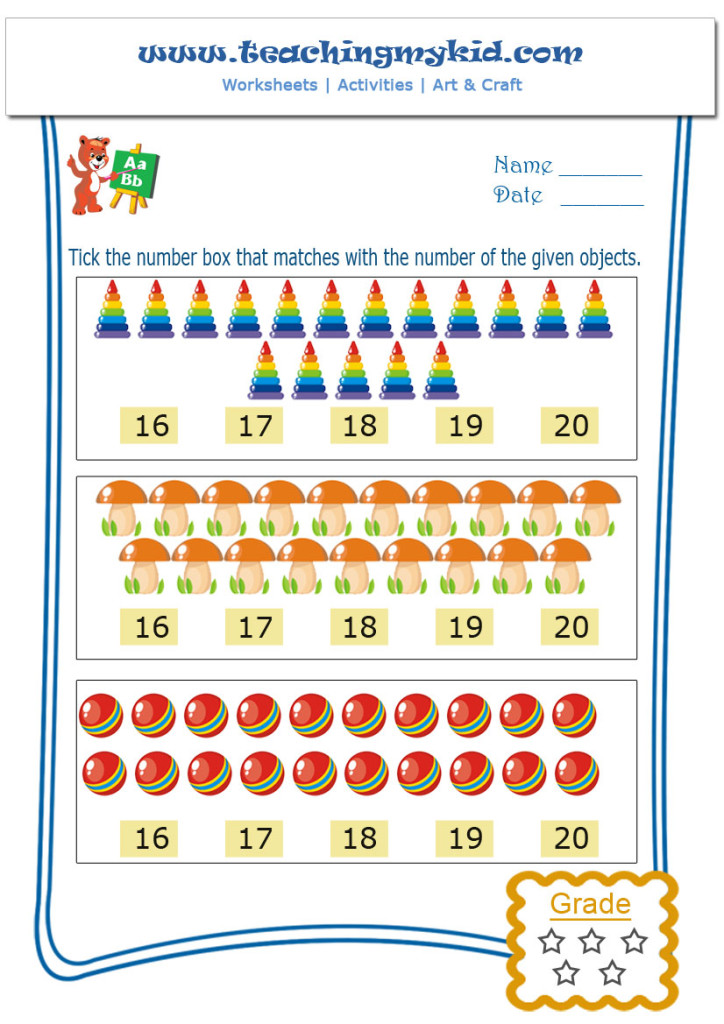 Free printable preschool worksheets - Match with number - 4