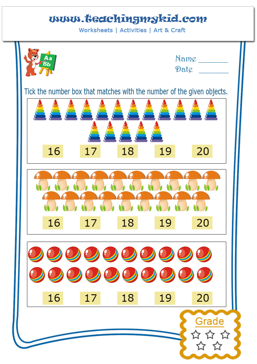 Free printable preschool worksheets Match with number 4