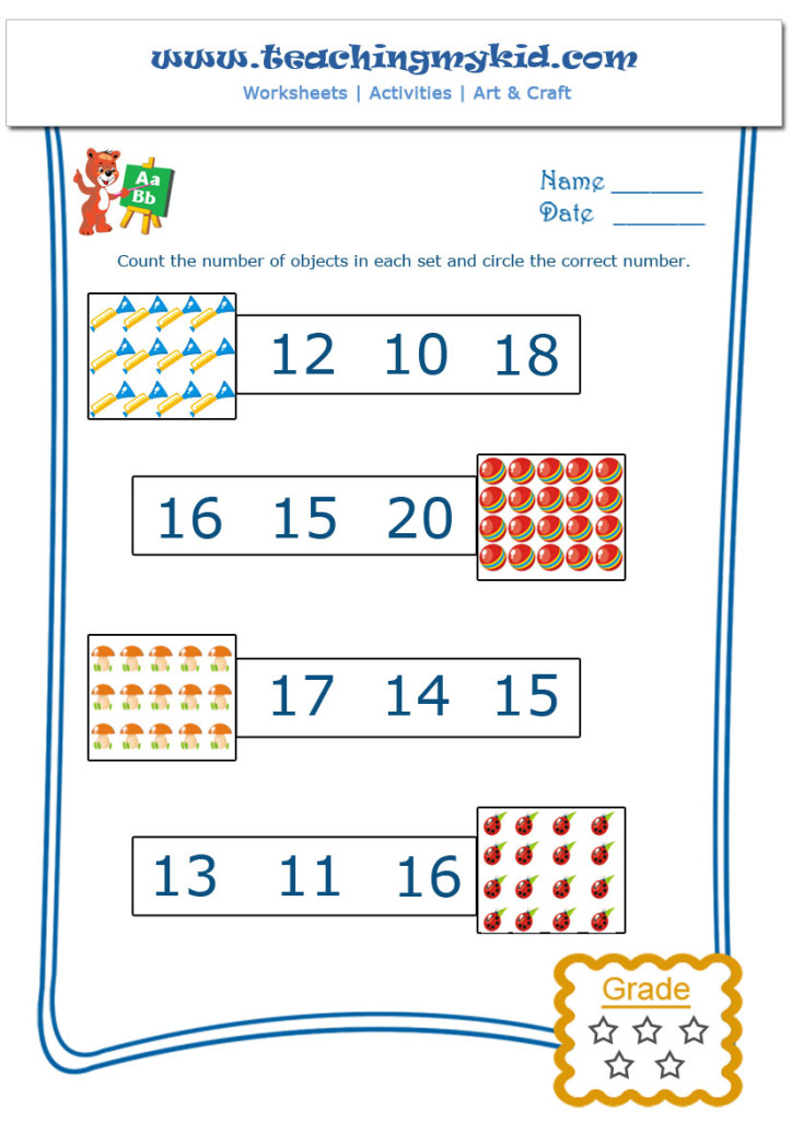 Math Worksheets Printable Count And Circle The Number Worksheet 2