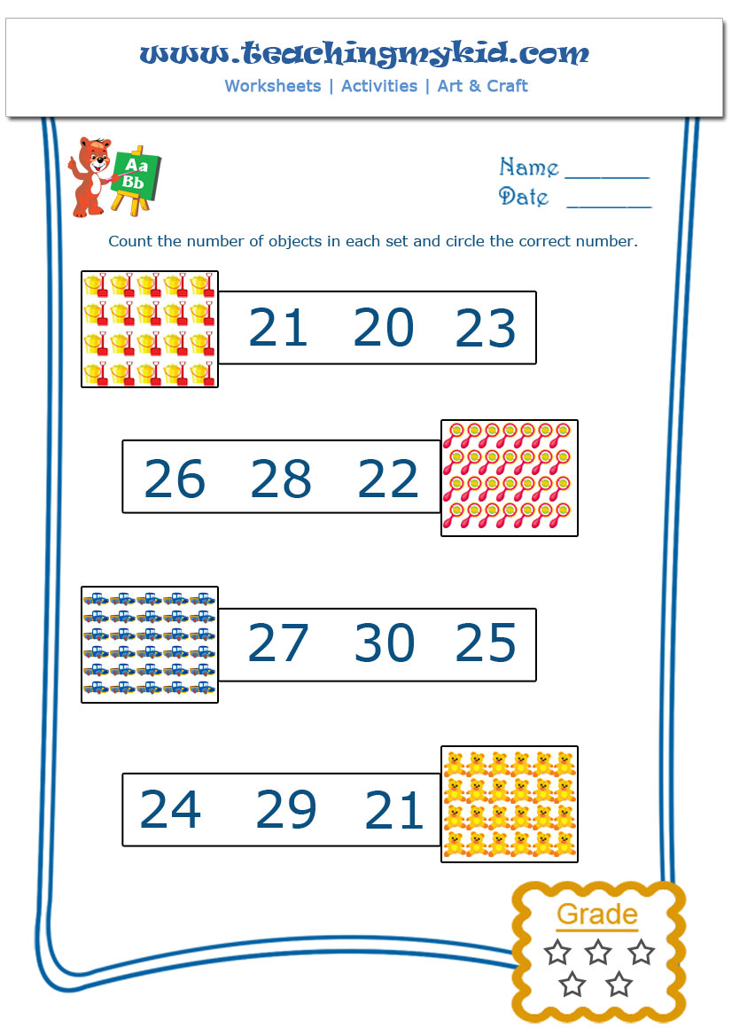 Count And Circle The Correct Number Worksheet 1 20 Pdf