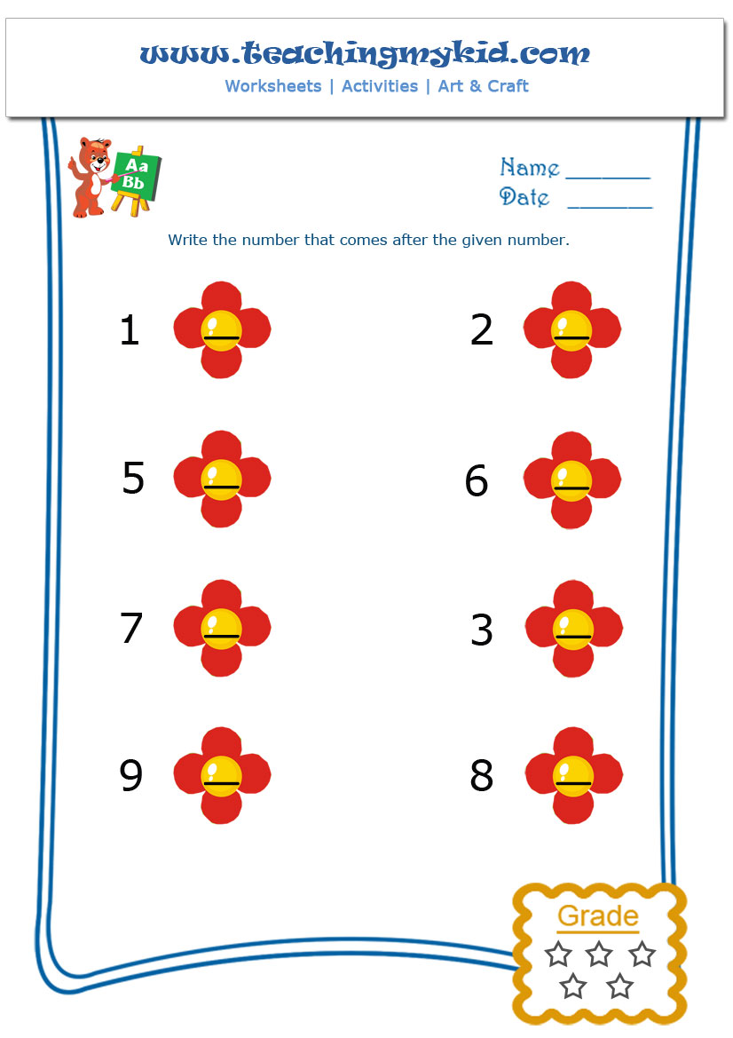 Maths Worksheets What Comes After Worksheet 1