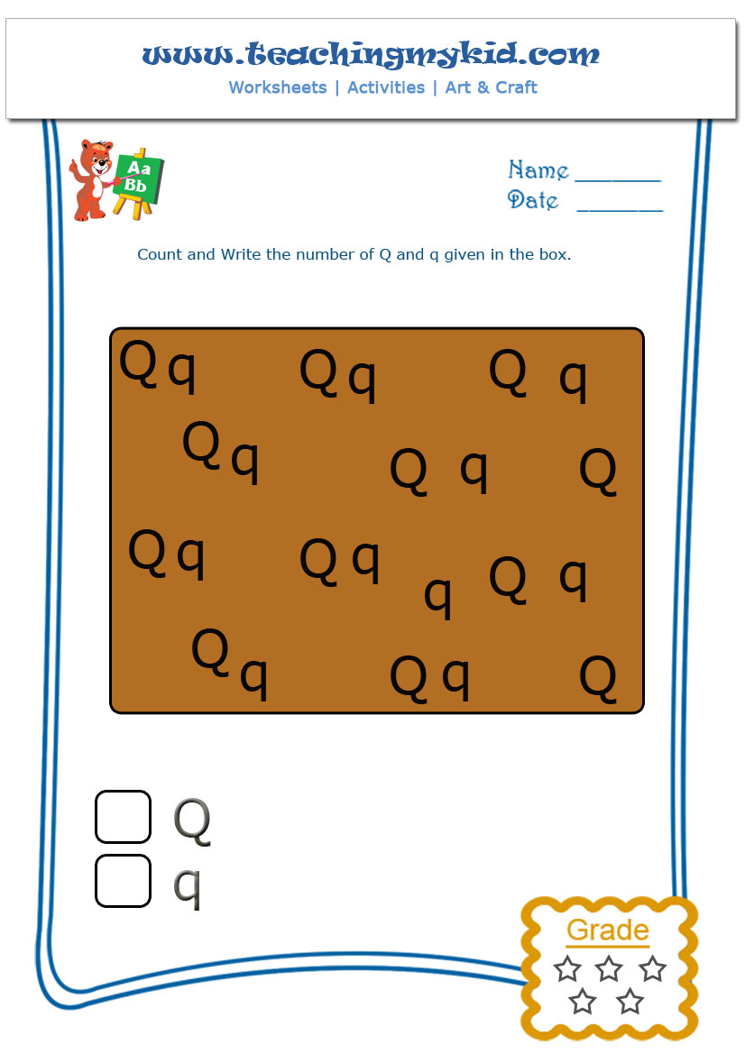 Printable Worksheets For Kindergarten Count And Write Q And Q Worksheet 17
