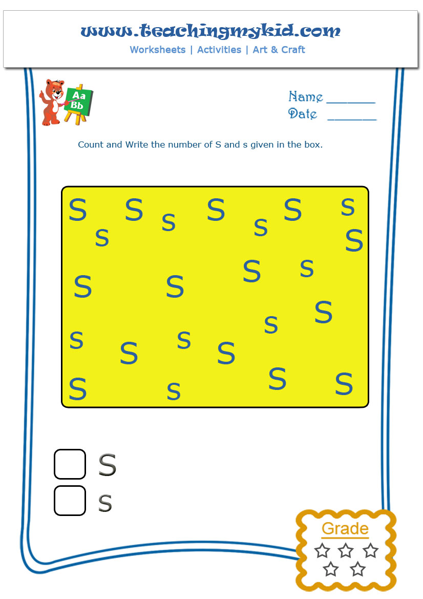 kindergarten worksheet count and write s and s worksheet 19