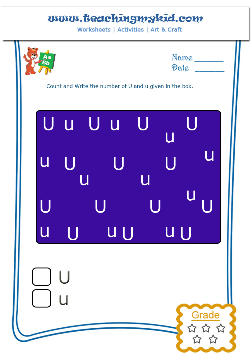 First Grade Worksheets Count And Write U And U Worksheet 21