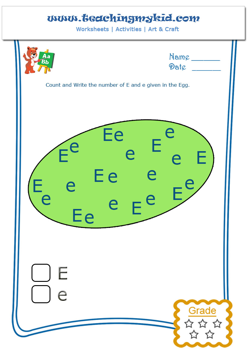 Printables For Kids Count And Write E And E Worksheet 5