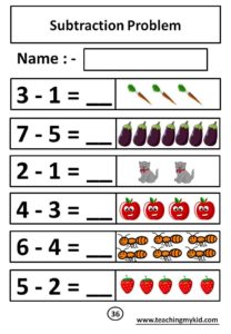 Printable math worksheets - Subtraction - Teaching My Kid