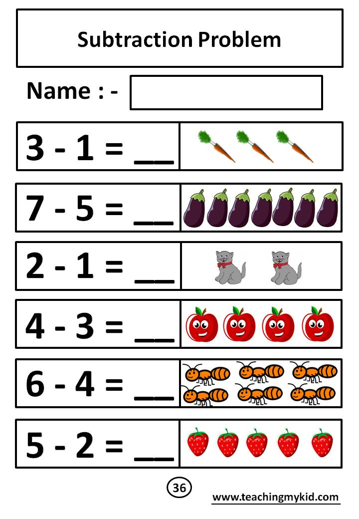 subtraction maths worksheets