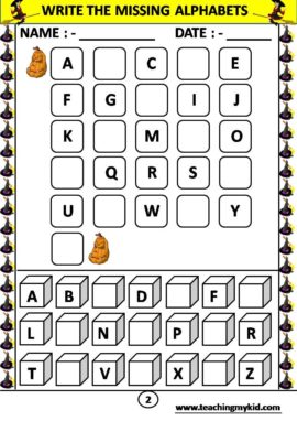 Printable English Worksheets - Write The Missing Alphabets