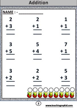 Common Core Maths Addition Printable Worksheet Without carry