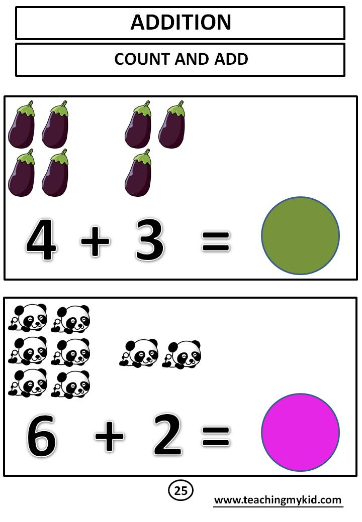 First Grade Math Worksheet Count And Add The Right Digit
