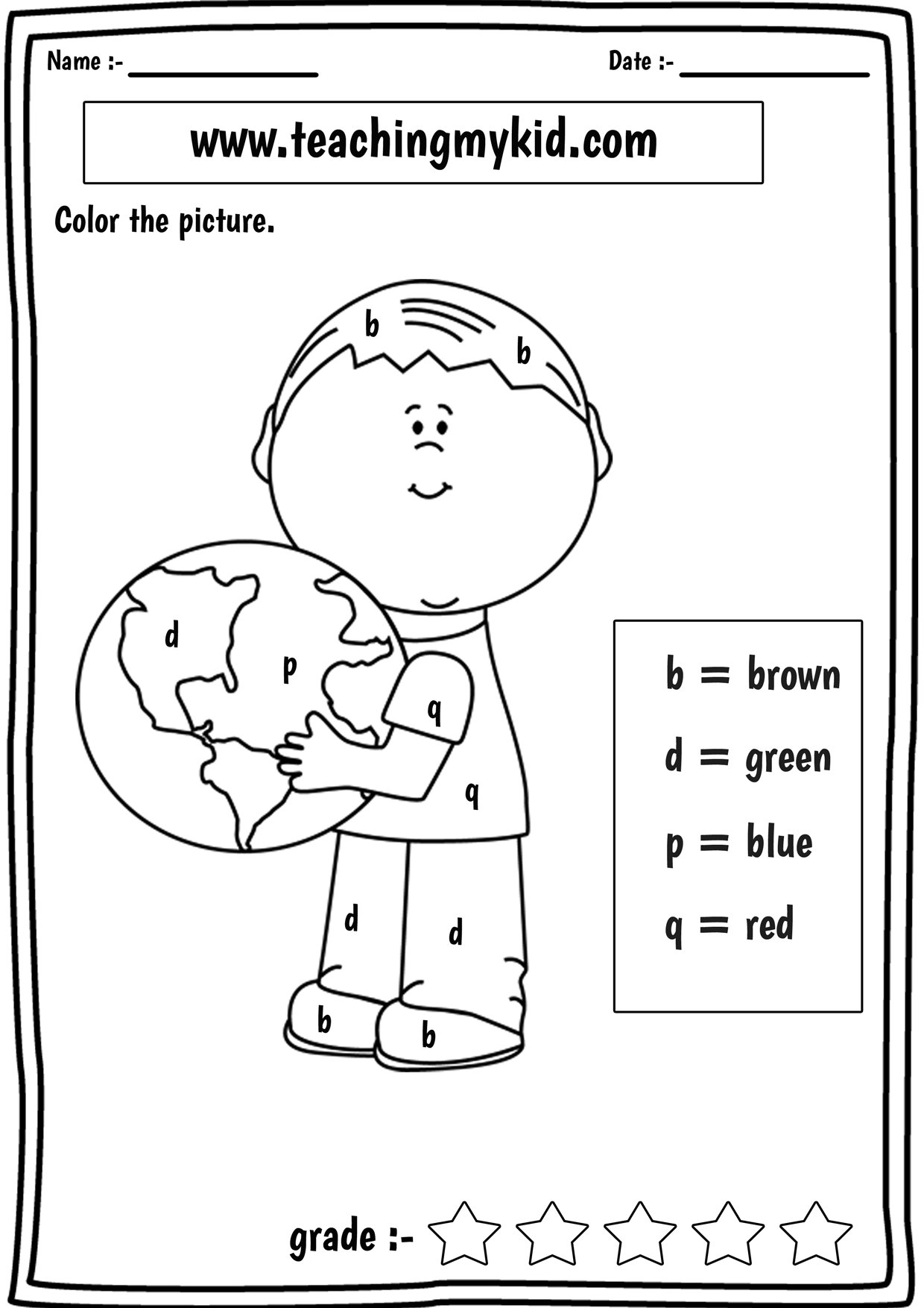 kindergarten learning - confusing letters b,d,p,q - Teaching My Kid For B And D Worksheet